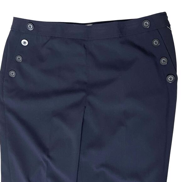 Judith Hart Womens Capri Pants Size Petite 14 Navy Blue Cuffs Side Zip Nautical - Picture 5 of 12
